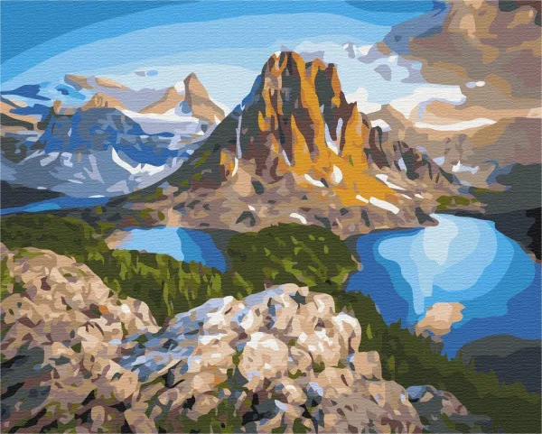 Картина за номерами "Озера біля скель гори" BS21610 40×50 см