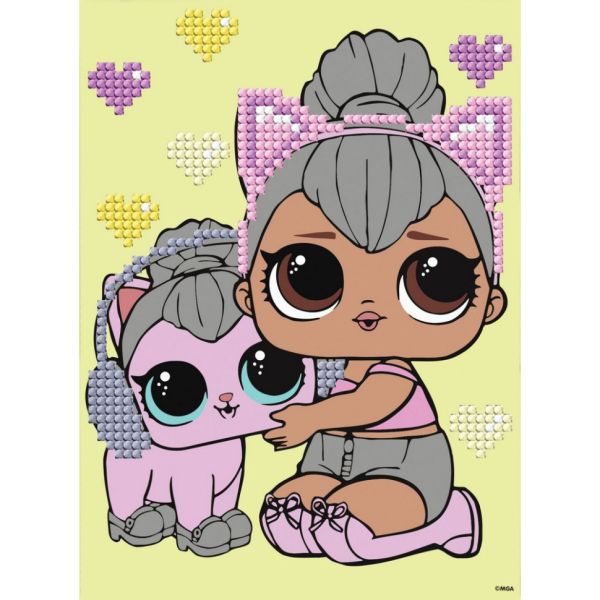 Алмазная мозаика "L.O.L. Surprise! Kitty Queen With Kitty Kitty" AML1206, 15x20 см