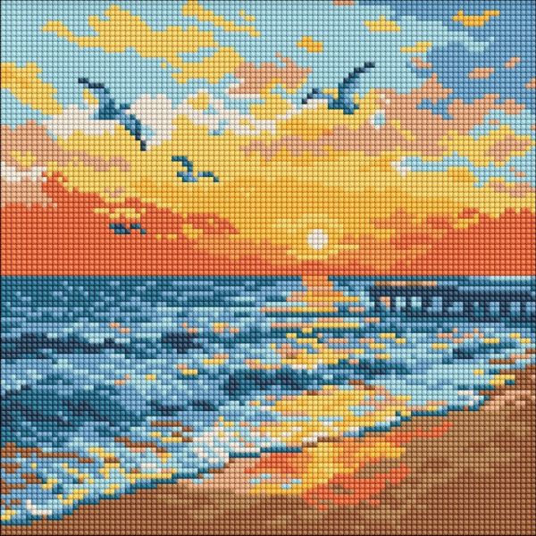 Алмазная мозаика "На берегу моря" ©art_selena_ua AMO8271, 30х30 см 