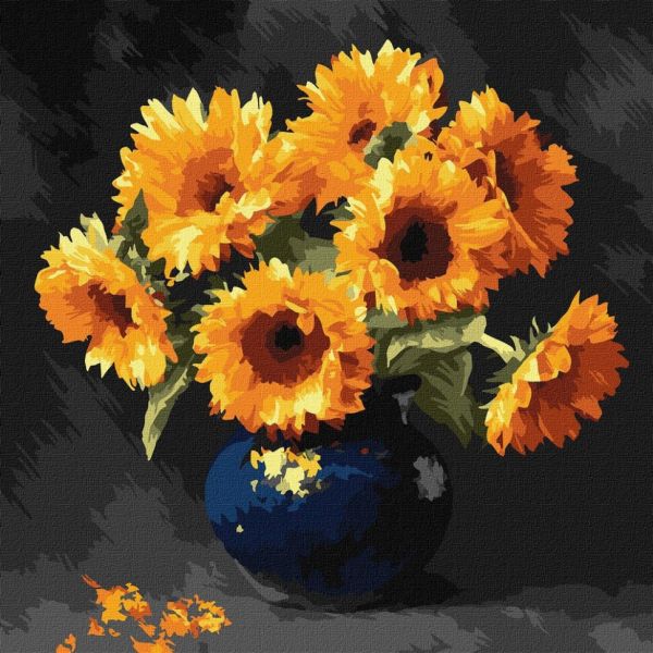 Картина по номерам "Подсолнух в темноте" ©art_selena_ua KHO3330, 40x40 см 