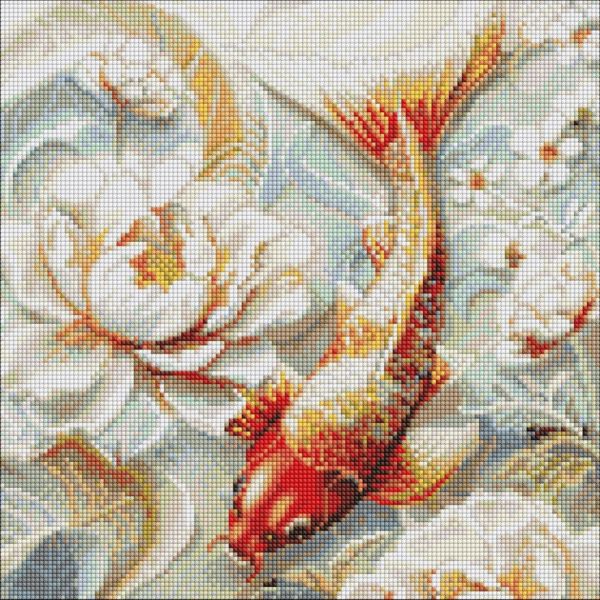 Алмазна мозаїка "Кої в квітаx" ©art_selena_ua AMO20240, 40х40см 