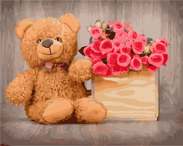 Картина по номерам ArtStory Мишка с цветами 40*50см