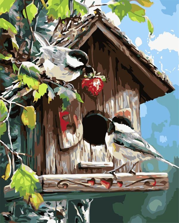 Картина по номерам Птички возле скворечника 40*50 см Оригами LW 3093