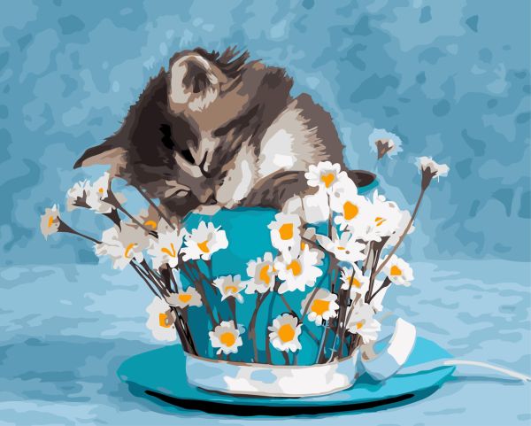 Картина по номерам Origami Натюрморт с котиком LW 3078 40*50 производство Украина
