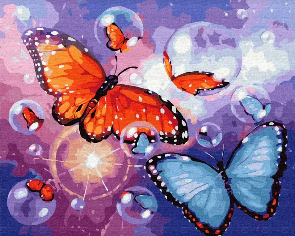 Картина за номерами "Метелики з бульбашками" BS22072 40×50 см