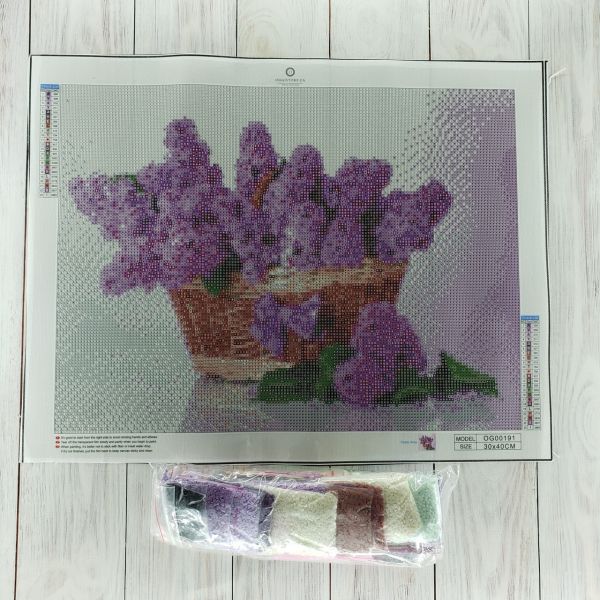 Алмазная вышивка алмазная выкладка Корзинка с сиренью 30x40 OG00191SS