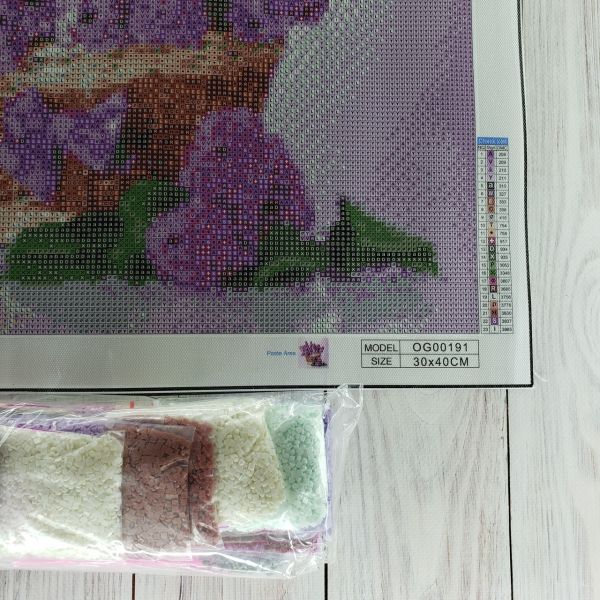 Алмазная вышивка алмазная выкладка Корзинка с сиренью 30x40 OG00191SS