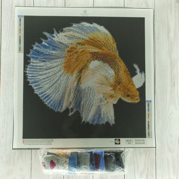 Алмазная вышивка алмазная выкладка Золотая рыбка 35x35 OG00166SS