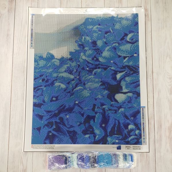 Алмазная выкладка алмазная вышивка Голубая гортензия 50x40 OG00263SB
