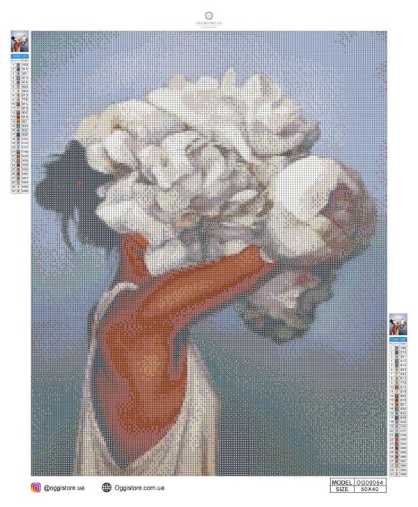 Алмазная мозаика алмазная выкладка Девушка с цветами №4 50x40 OG00054SB