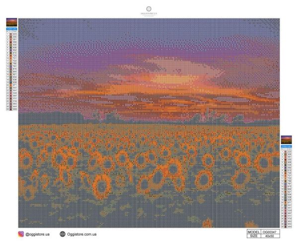 Алмазная выкладка алмазная мозаика Поле подсолнухов 40x50 OG00347SB