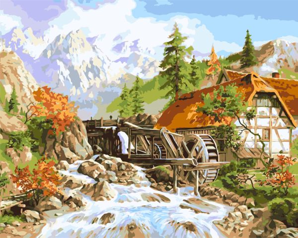 Картина по номерам Горная река. Пейзаж
 40*50 см Оригами LW 30520