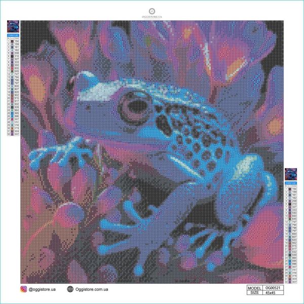 Алмазная мозаика алмазная выкладка Синяя лягушка 45х45 OG00521SB