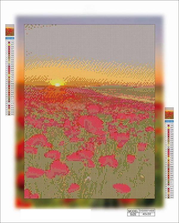 Алмазная мозаика алмазная вышивка Поле маков 40x30 OG00014SS
