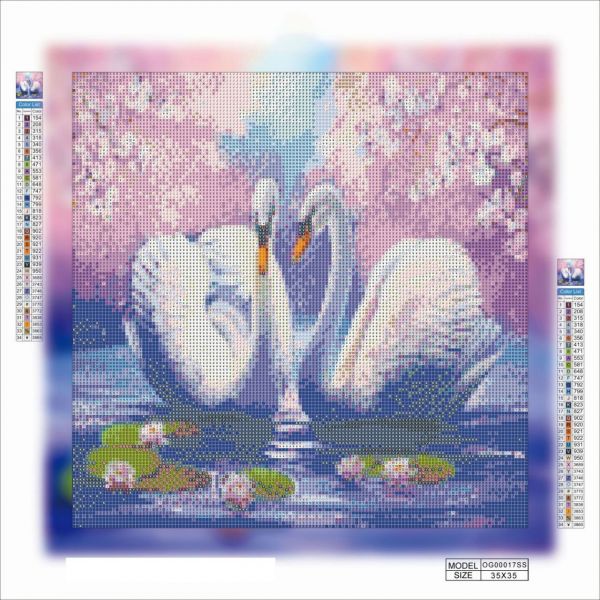 Алмазная мозаика алмазная вышивка Лебеди 35x35 OG00017SS