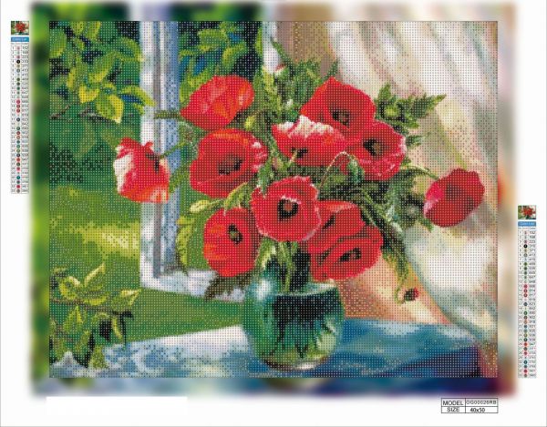 Алмазная мозаика алмазная выкладка Маки в вазе 40x50 OG00026RB
