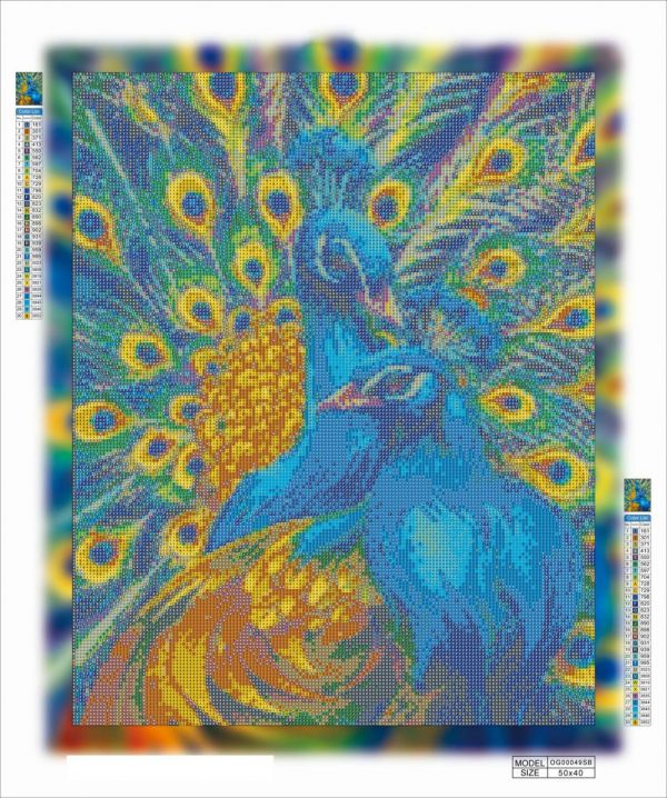 Алмазная выкладка алмазная выкладка Яркие павлины 50x40 OG00049SB