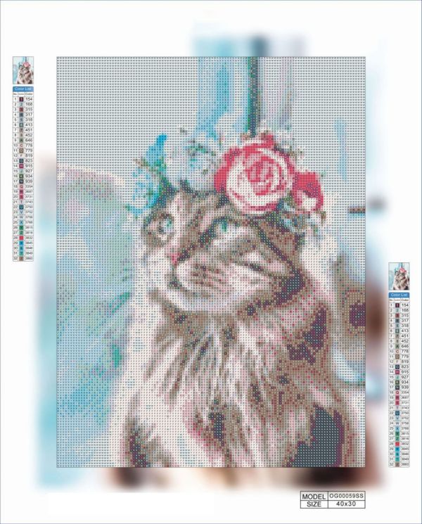 Алмазная выкладка алмазная выкладка Кошечка в цветах 40x30 OG00059SS