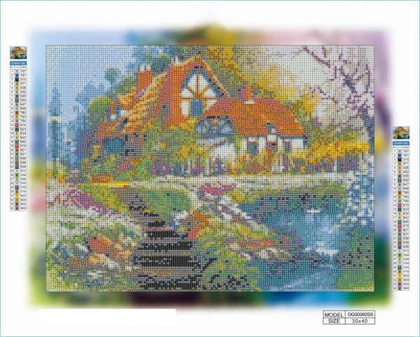Алмазна мозаїка алмазна викладка Казковий будиночок у селі 30x40 OG00060SS