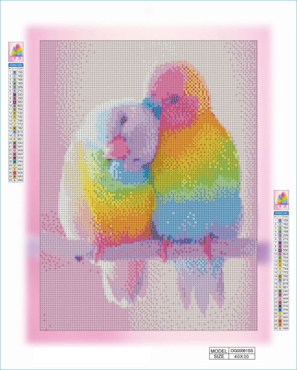 Алмазная выкладка алмазная выкладка Яркие попугайчики 40x30 OG00061SS