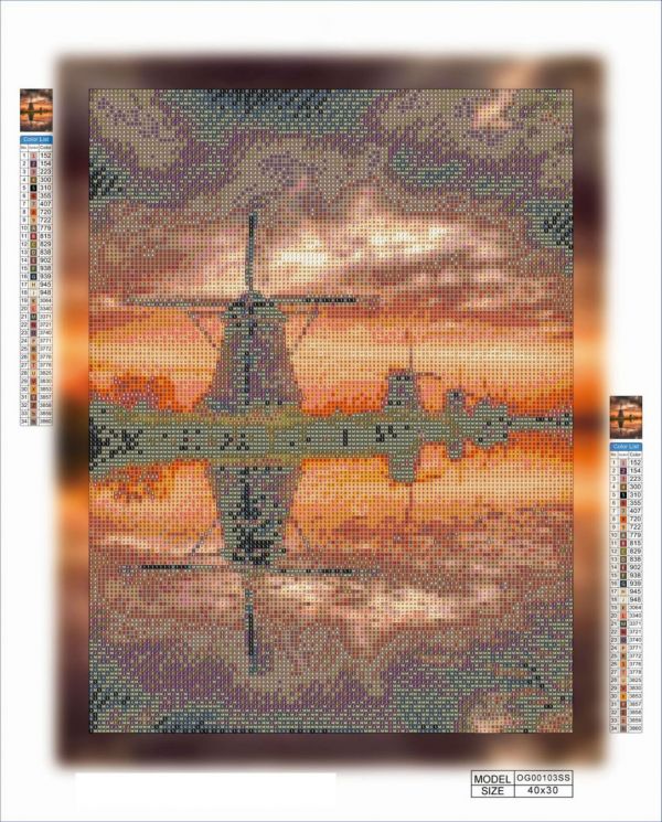 Алмазная вышивка алмазная выкладка Мельница 2 40x30 OG00103SS