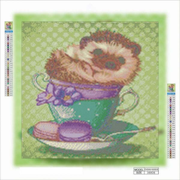 Алмазная мозаика алмазная вышивка Ёжик в чашке 35x35 OG00185SS