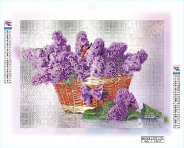Алмазная вышивка алмазная выкладка Корзинка с сиренью 30x40 OG00191SS