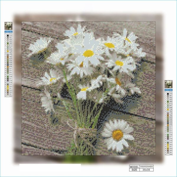 Алмазна вишивка алмазна викладка Букет ромашок 35x35 OG00204SS