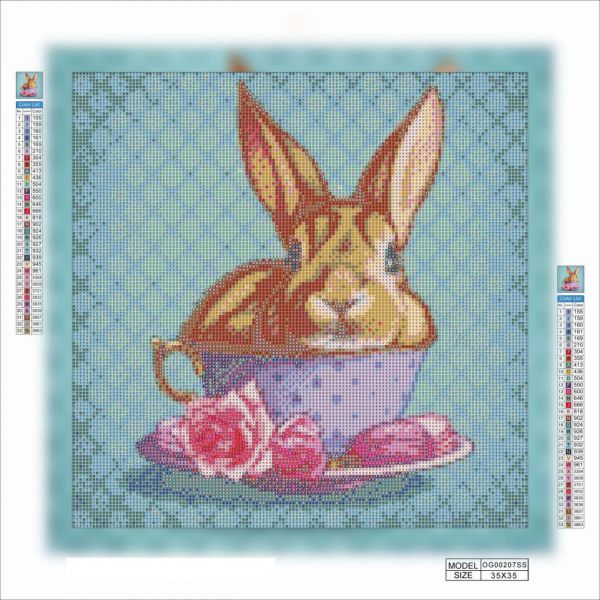 Алмазная мозаика алмазная вышивка Кролик в чашке 35x35 OG00207SS