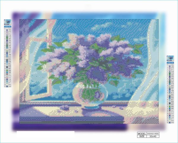 Алмазная мозаика алмазная вышивка Сирень на окне 30x40 OG00218SS
