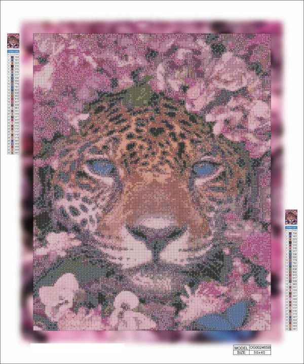 Алмазная мозаика алмазная выкладка Леопард в цветах 50x40 OG00246SB