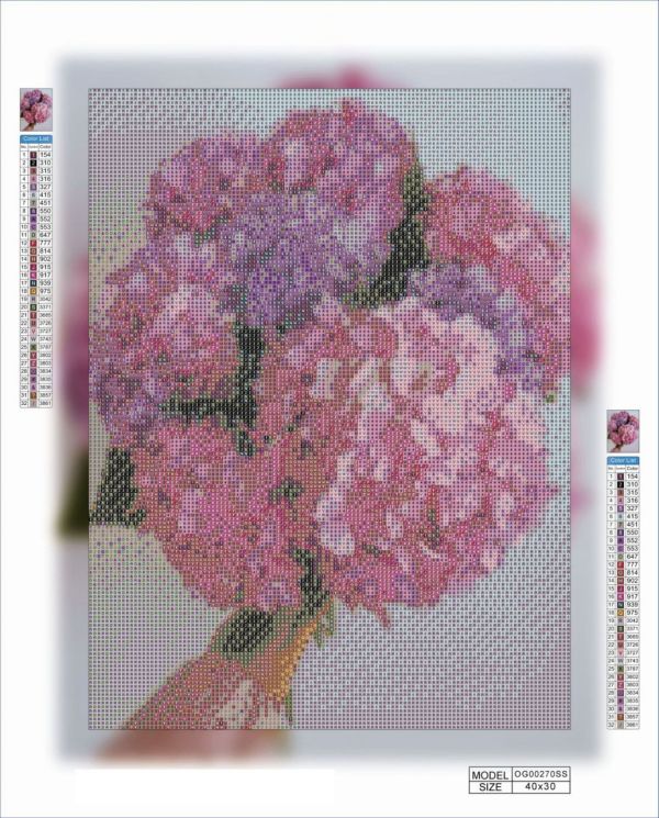 Алмазная выкладка алмазная вышивка Букет из гортензий 40x30 OG00270SS