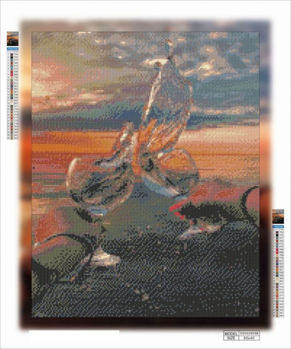 Алмазная мозаика алмазная вышивка 50x40 Закат с бокалом OG00296SB