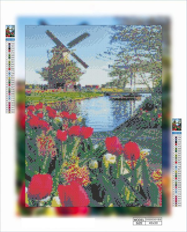 Алмазная мозаика алмазная вышивка 40x30 Старая мельница OG00301SS