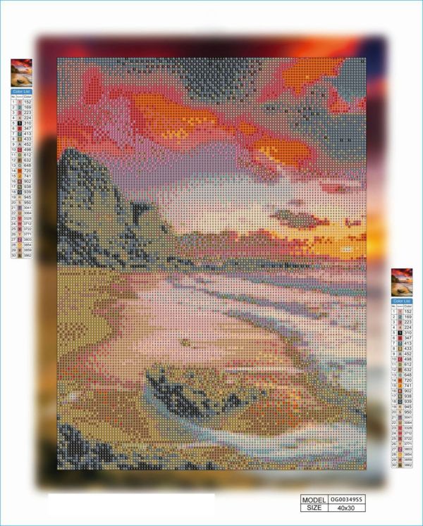 Алмазная выкладка алмазная мозаика Скалистый пляж 40x30 OG00349SS