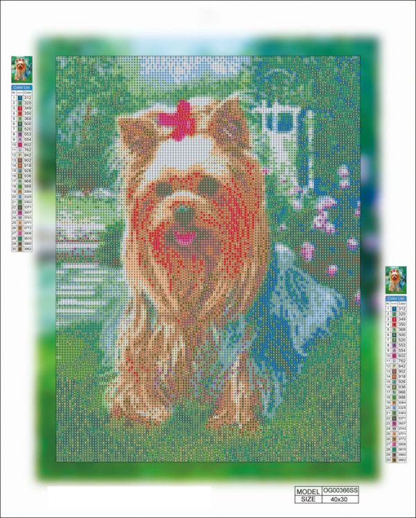 Алмазная выкладка алмазная мозаика Пушистый йорки 40x30 OG00366SS