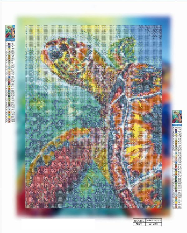 Алмазна викладка алмазна мозаїка Різнокольорова черепаха 40x30 OG00375SS