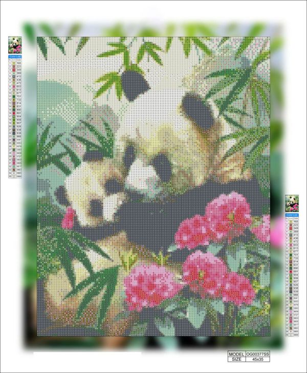 Алмазная выкладка алмазная мозаика Панда с малышом 45x35 OG00377SS