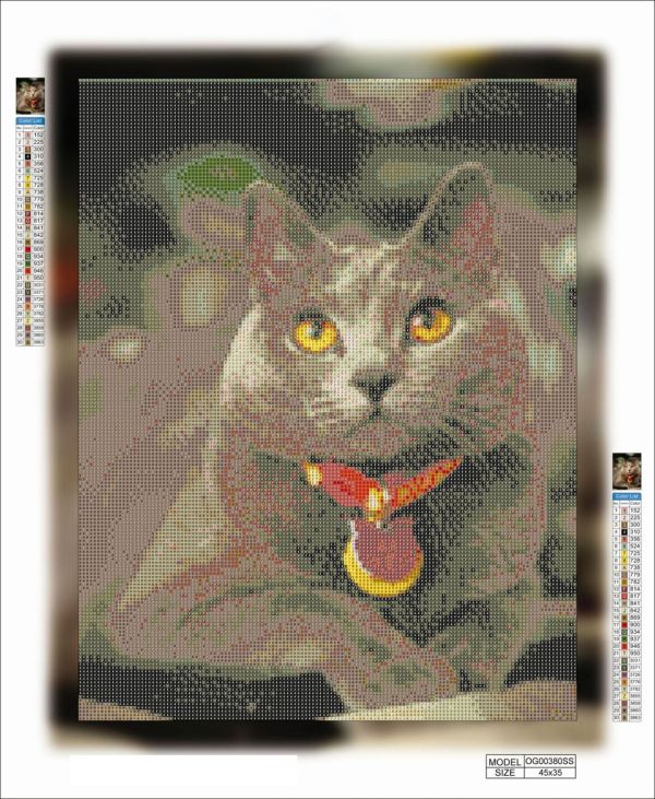 Алмазная выкладка алмазная мозаика Пепельный кот 45x35 OG00380SS