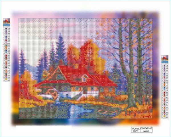 Алмазная мозаика алмазная вышивка 30x40 Домик у озера OG00425SS