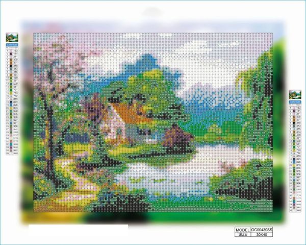 Алмазная мозаика алмазная вышивка Домик у озера 30x40 OG00439SS