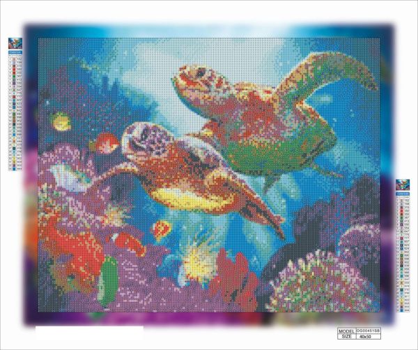 Алмазная мозаика алмазная вышивка Разноцветные черепахи 40x50 OG00451SB