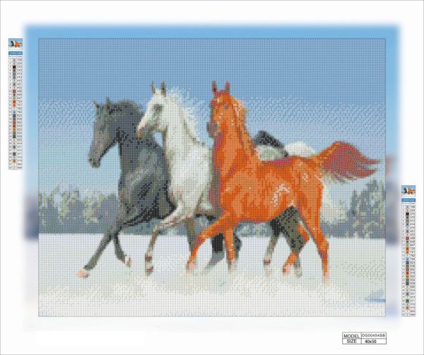 Алмазна мозаїка алмазна вишивка Трійка коней 40x50 OG00454SB