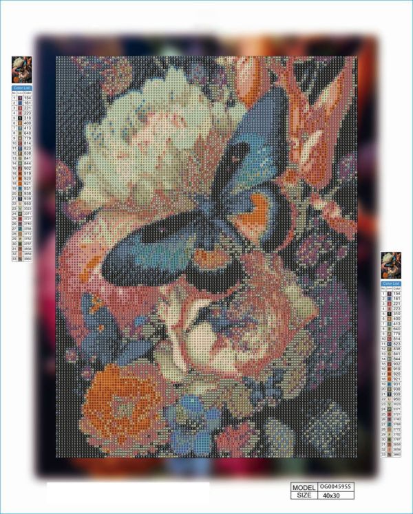 Алмазна мозаїка алмазна викладка Метелик у квітах 40x30 OG00459SS
