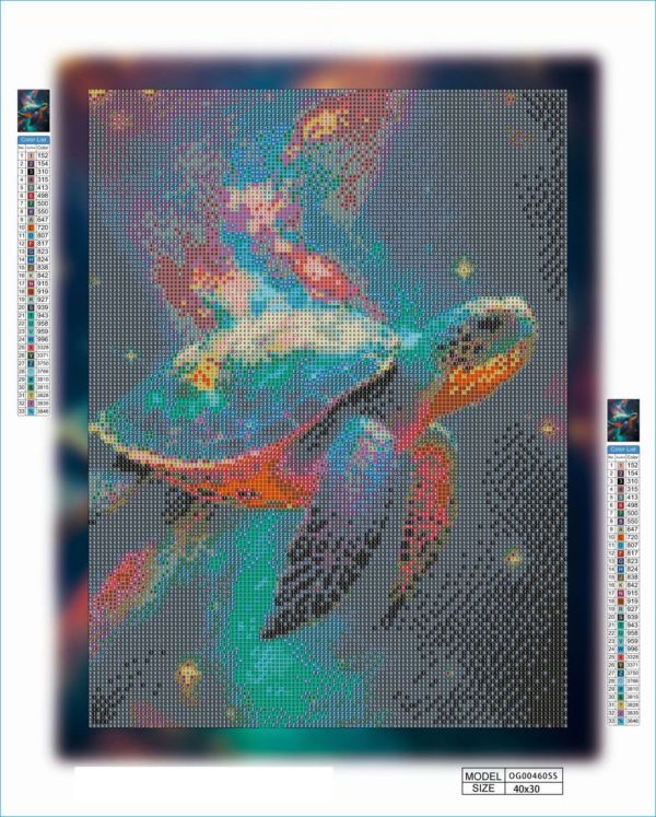 Алмазная мозаика алмазная выкладка Черепаха в космосе 40x30 OG00460SS