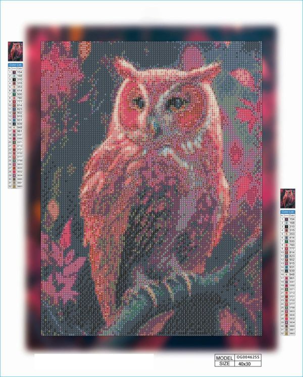 Алмазная мозаика алмазная выкладка Розовая сова 40x30 OG00462SS