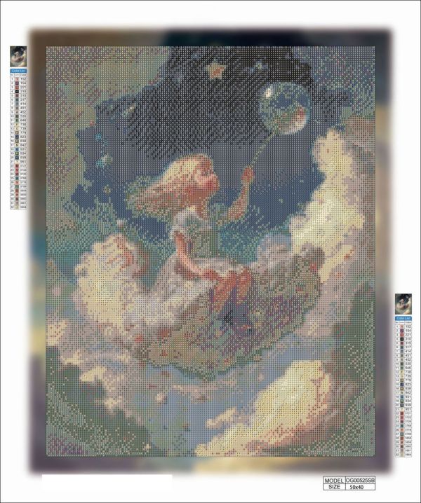 Алмазная мозаика алмазная выкладка Девочка на облаке 50x40 OG00525SB