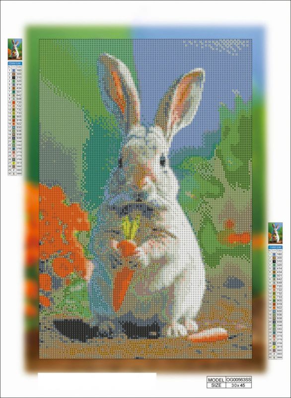 Алмазная мозаика алмазная вышивка Кролик с морковкой 45x30 OG00563SS