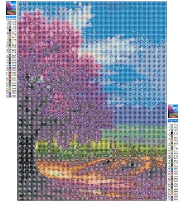 Алмазная выкладка алмазная мозаика Цветущее дерево 40x30 OG00346SS