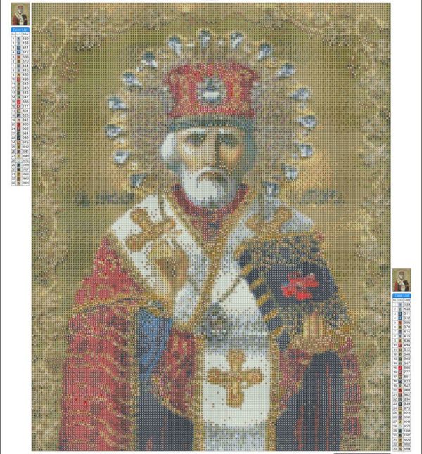 Алмазна мозаїка алмазна викладка Ікона Микола Чудотворець 50x40 OG00046SB